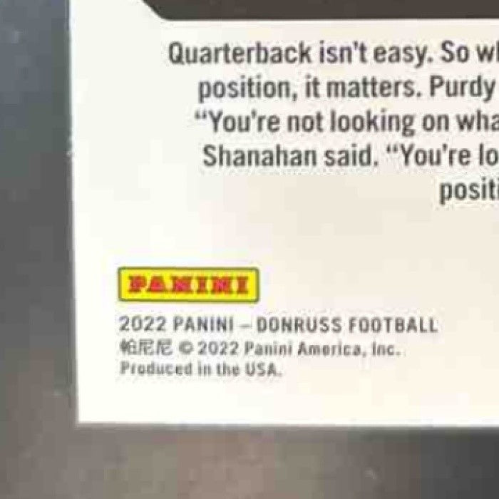 2022 Panini Donruss Brock Purdy Red Press Proof #374 RC San Francisco 49ers