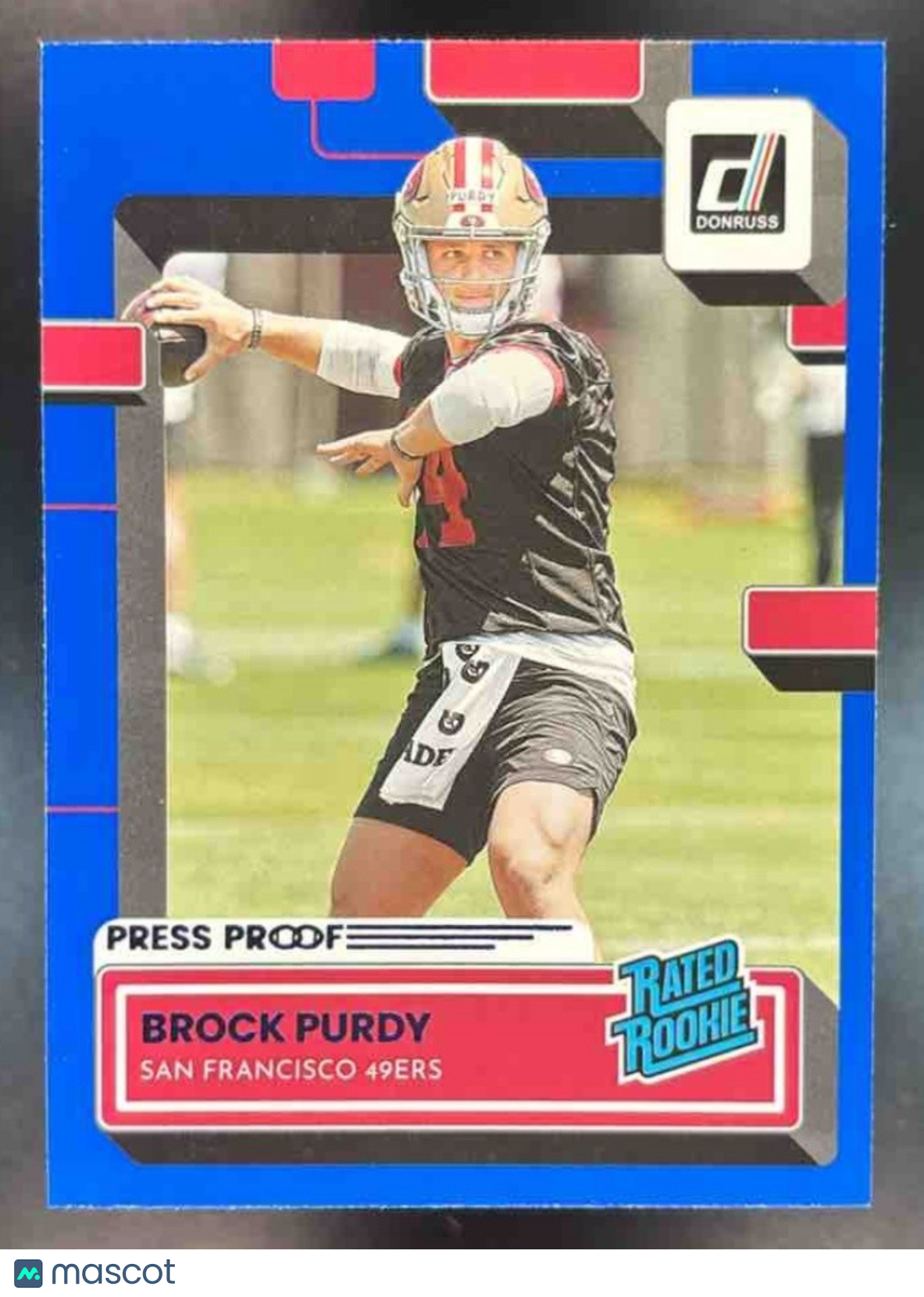 2022 Panini Donruss Brock Purdy Blue Press Proof #374 RC San Francisco 49ers
