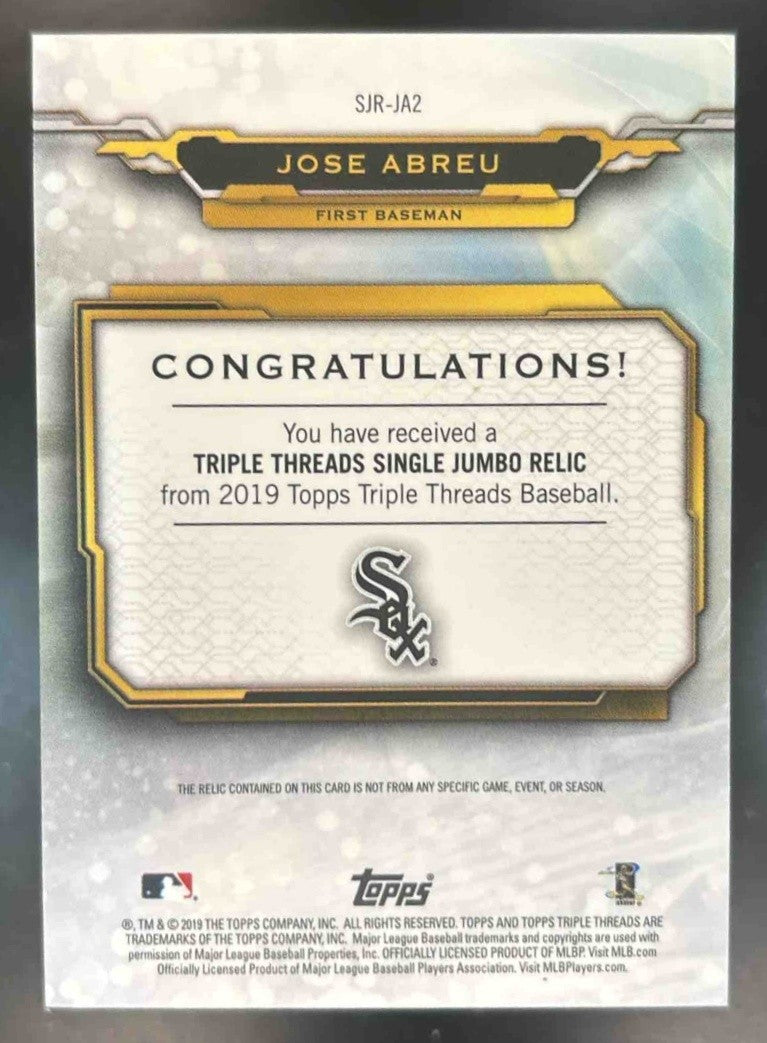 2019 Topps Triple Threads Jose Abreu Jumbo Relics Gold 1/9 MEM Chicago White Sox
