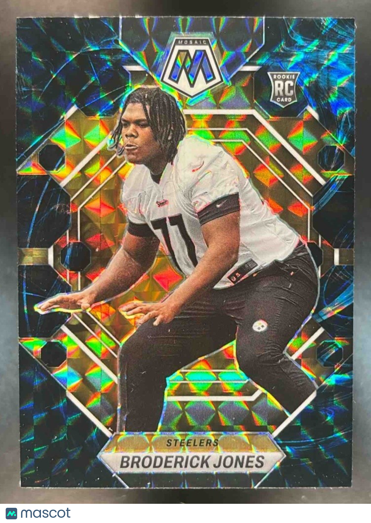 2023 Panini Mosaic Broderick Jones Genesis Mosaic #288 RC Pittsburgh Steelers