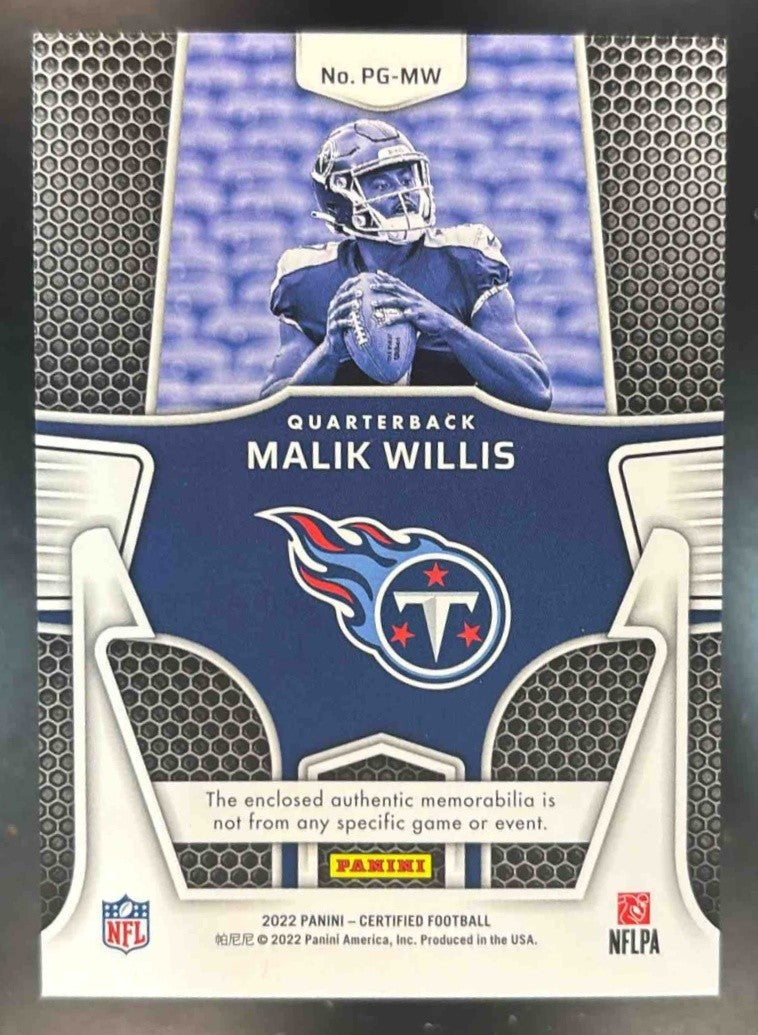 2022 Panini Certified Malik Willis Piece of the Game /149 MEM RC Tennessee Titan