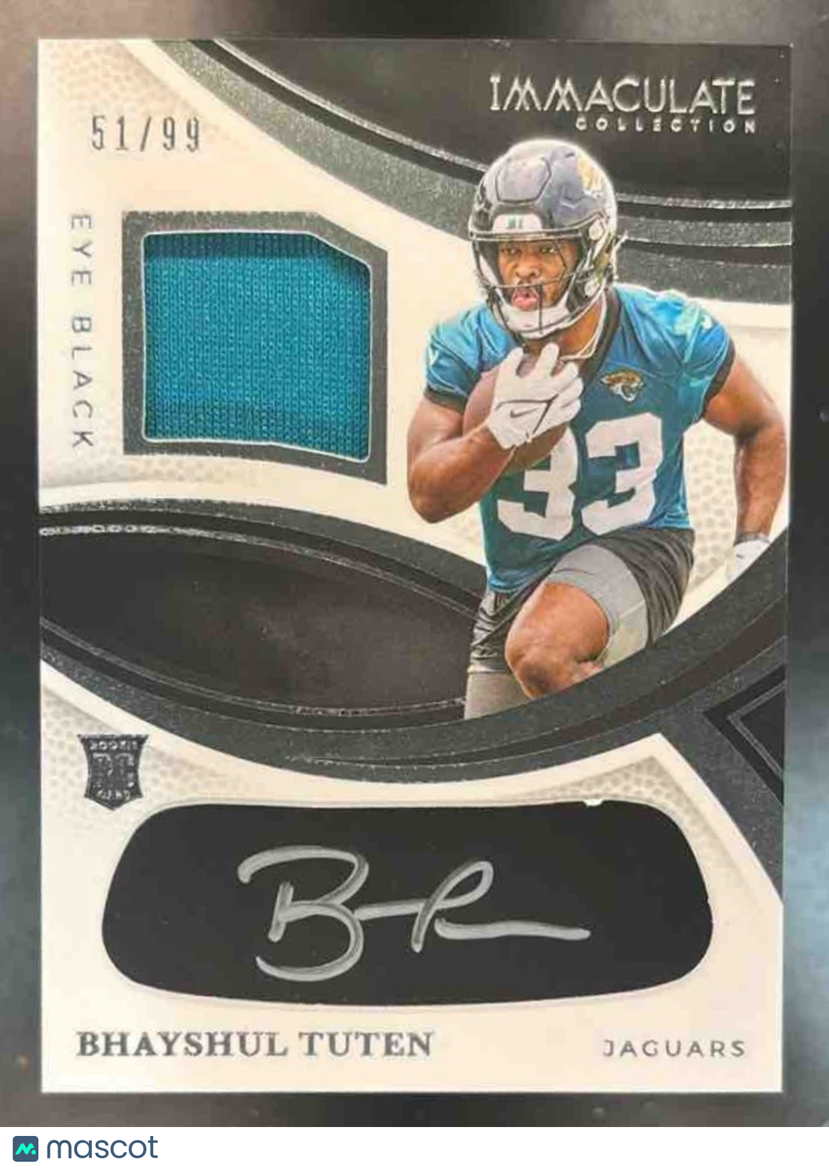 2025 Immaculate Collection Bhayshul Tuten Eye Black Patch Auto /99 MEM RC Jaguar