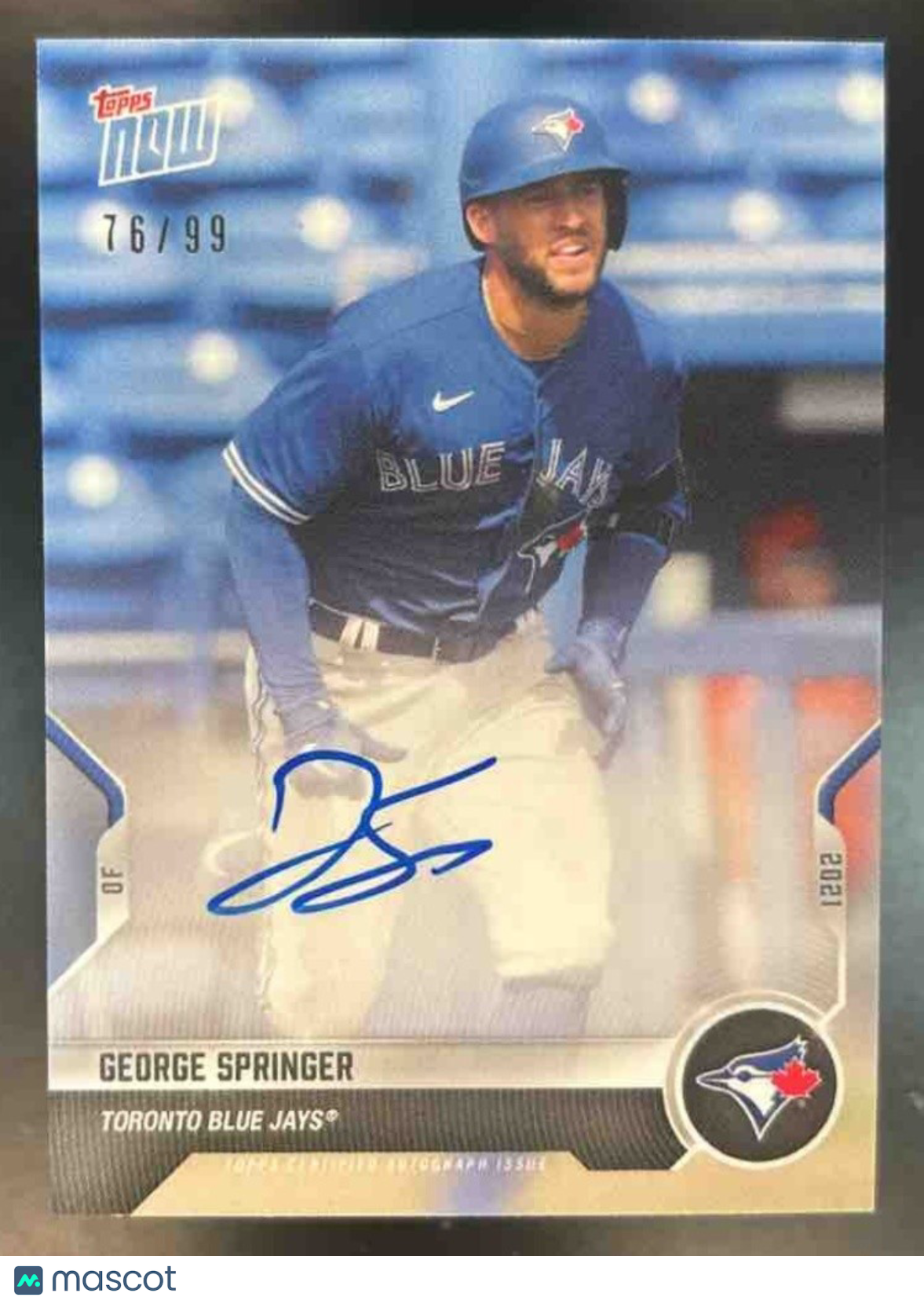 2021 Topps Now Road to Opening Day George Springer Auto 76/99 Blue Jays