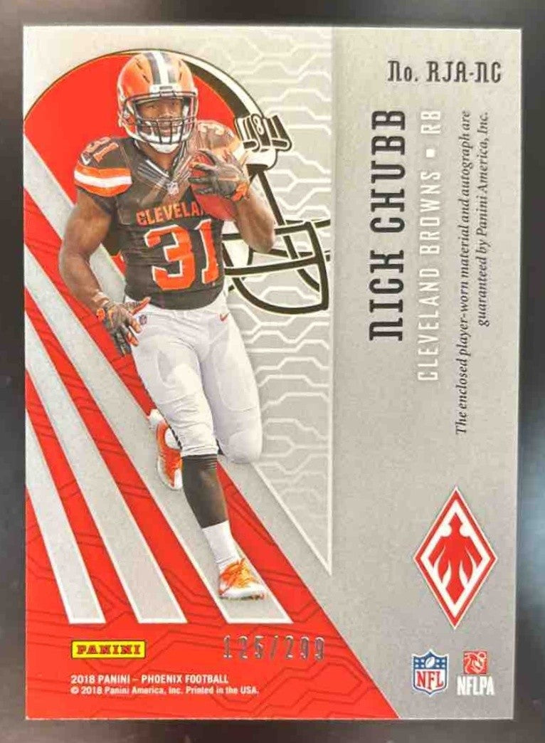 2018 Panini Phoenix Nick Chubb RPS Rookie Auto Jersey /299 RC Cleveland Browns