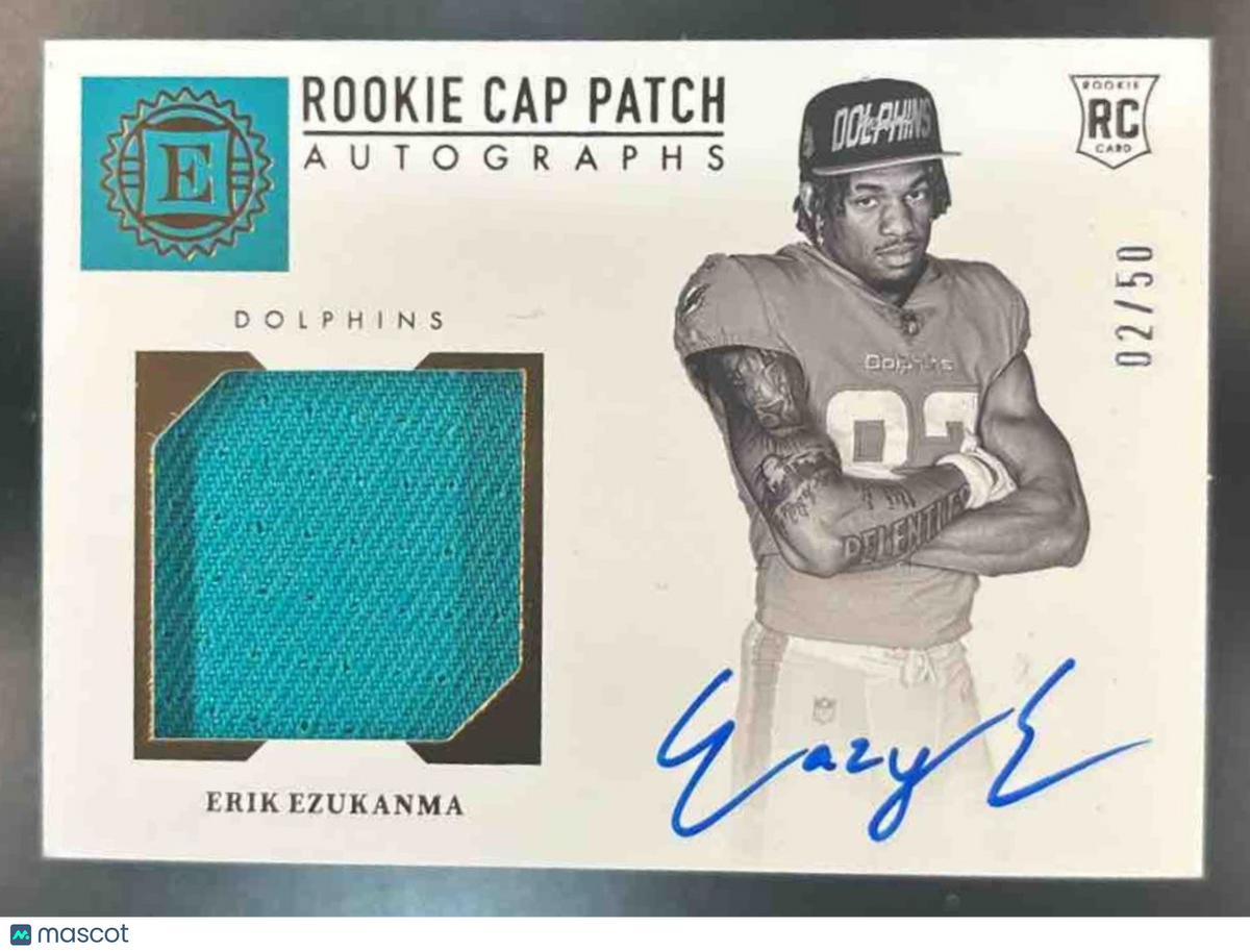 2022 Panini Encased Erik Ezukanma Patch Auto /50 #158 RC Miami Dolphins