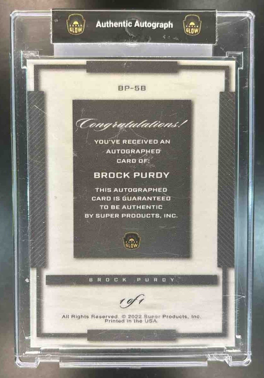 2022 Super Glow Signed Ticket Brock Purdy Black Wave Foil Rookie Auto 1/1 49ers