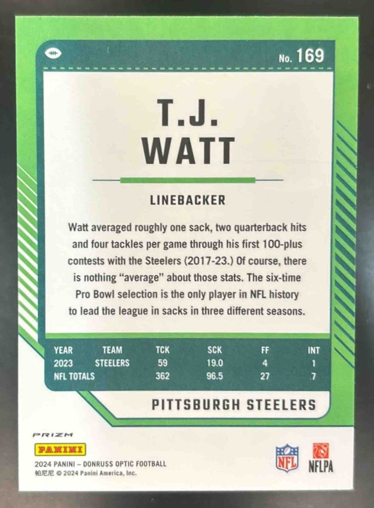 2024 Panini Donruss Optic T.J. Watt Rocket #169 Pittsburgh Steelers