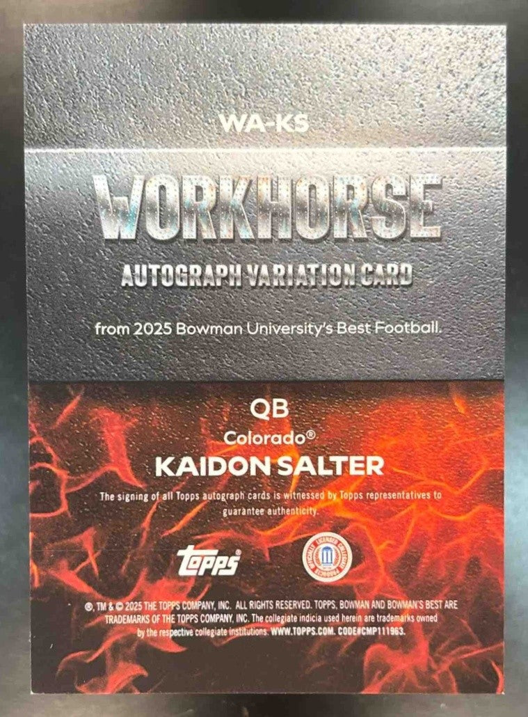2025 Bowman Best University Kaidon Salter Workhorse Auto Gold /50 Buffaloes
