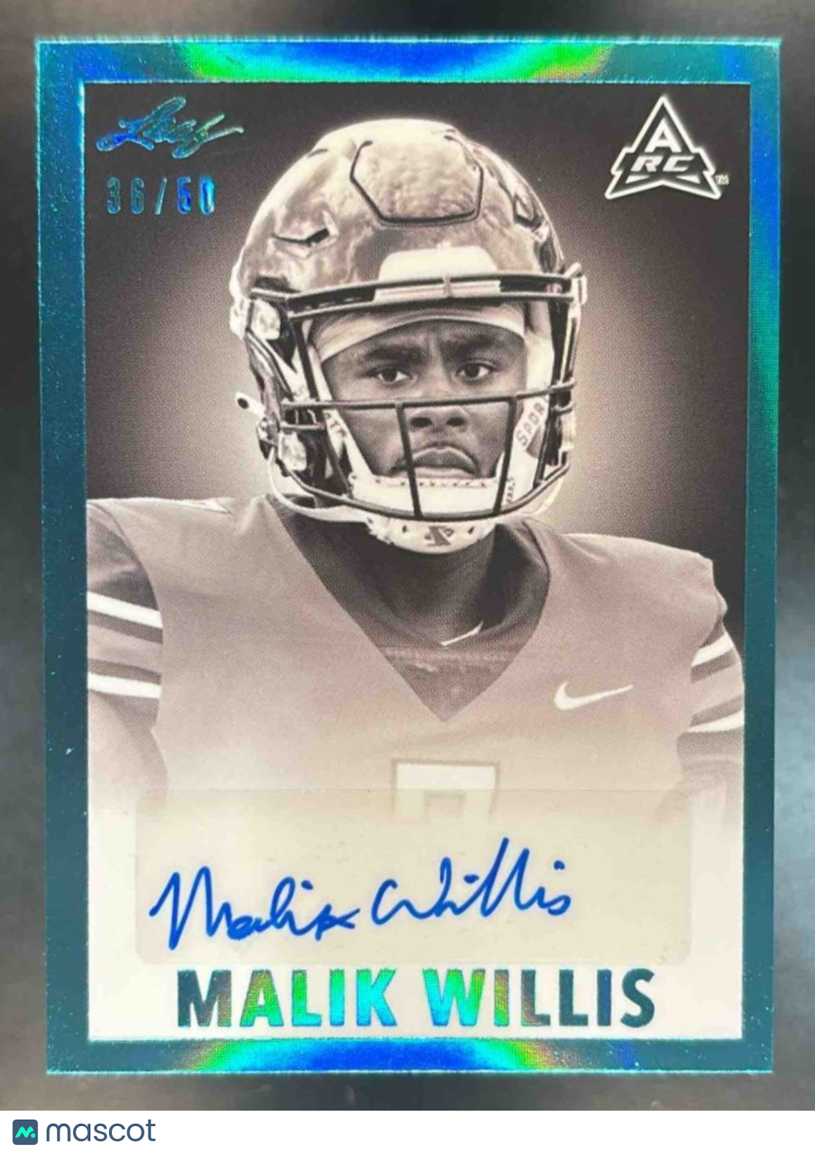 2021 Leaf Memories Malik Willis 1960 Auto /50 #BW-MW2 RC Liberty Flames