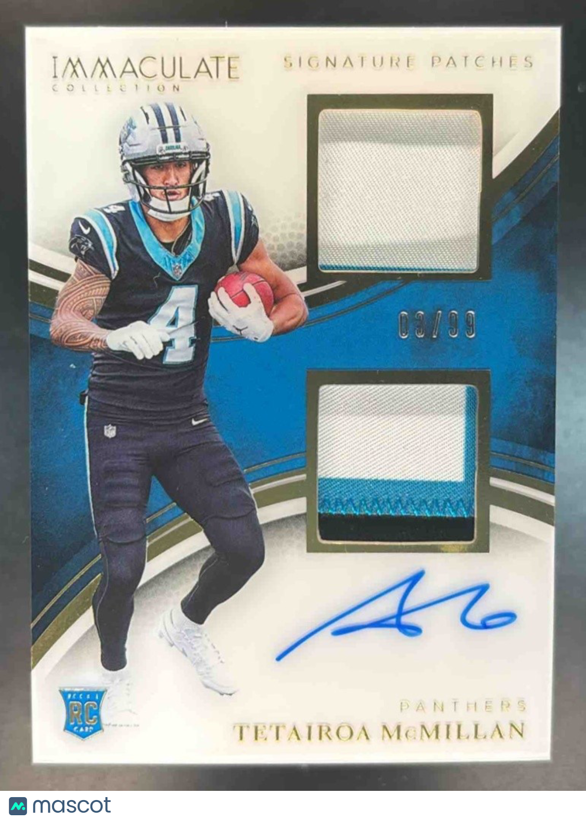 2025 Immaculate Collection Tetairoa McMillan Dual Patch Auto /99 RC Auto Panther