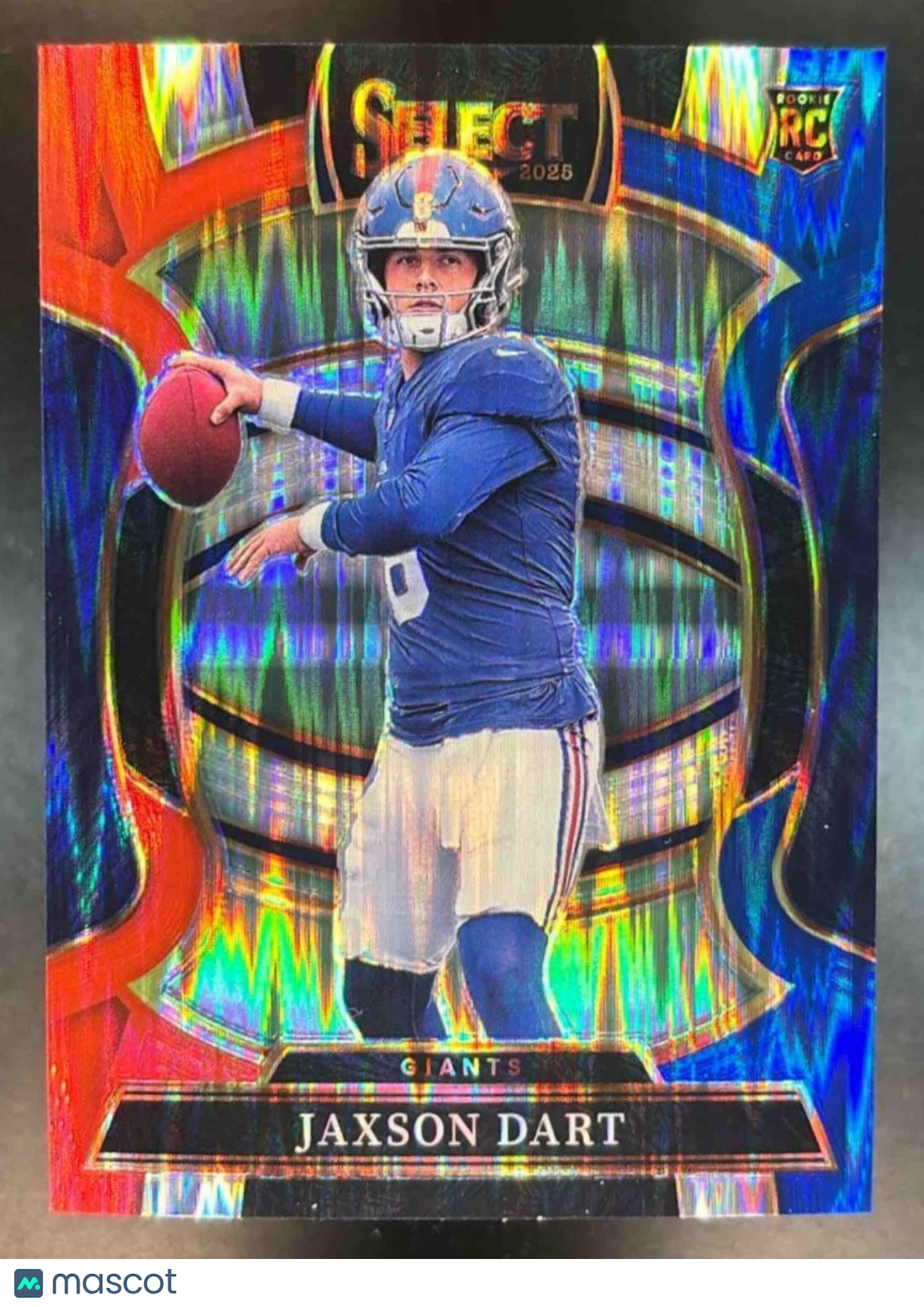 2025 Panini Select Jaxson Dart Red and Blue Prizm Shock #93 RC New York Giants