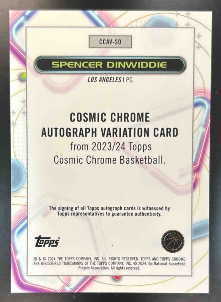 2023-24 Topps Cosmic Chrome Spencer Dinwiddie Auto Red Flare Refractor 1/5