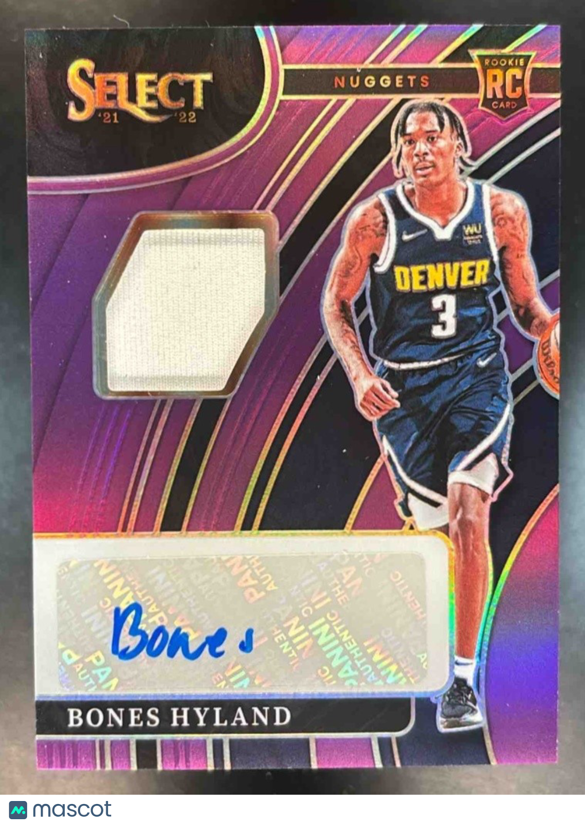 2021-22 Panini Select Bones Hyland Patch Auto Purple /99 RC Denver Nuggets