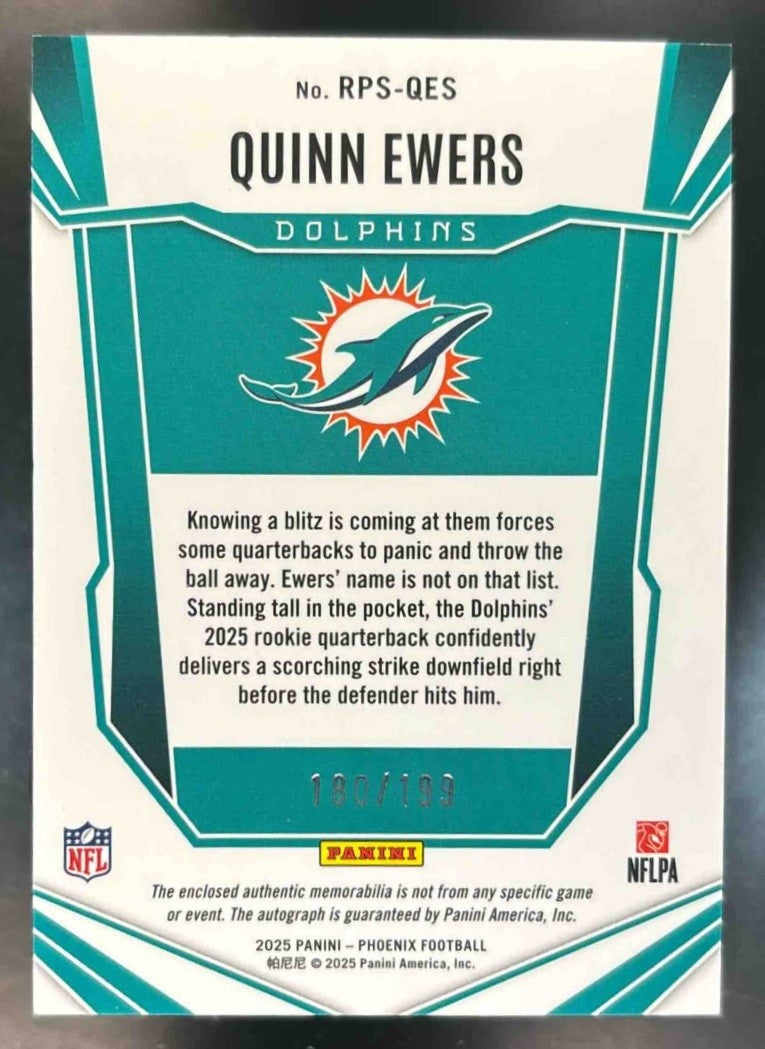 2025 Phoenix Quinn Ewers RPS Patch Auto Bronze Pandora /199 MEM RC Dolphins