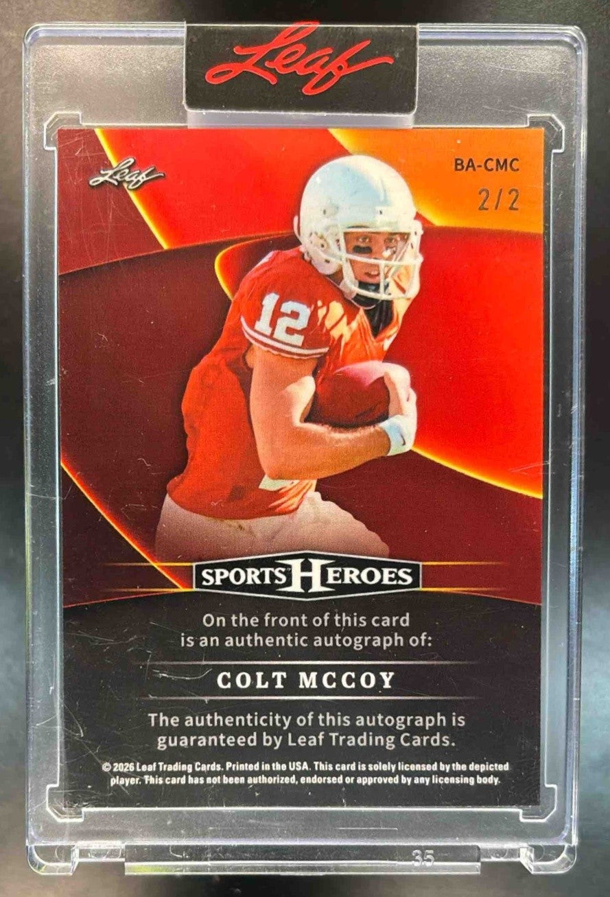 2026 Leaf Sports Heros Colt Mccoy Auto Red /2