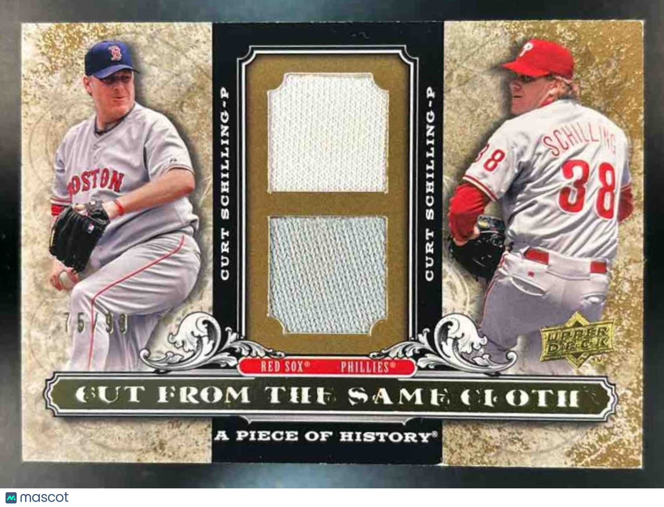 2008 Upper Deck A Piece of History Curt Schilling Cut From Same Patch Dual /99