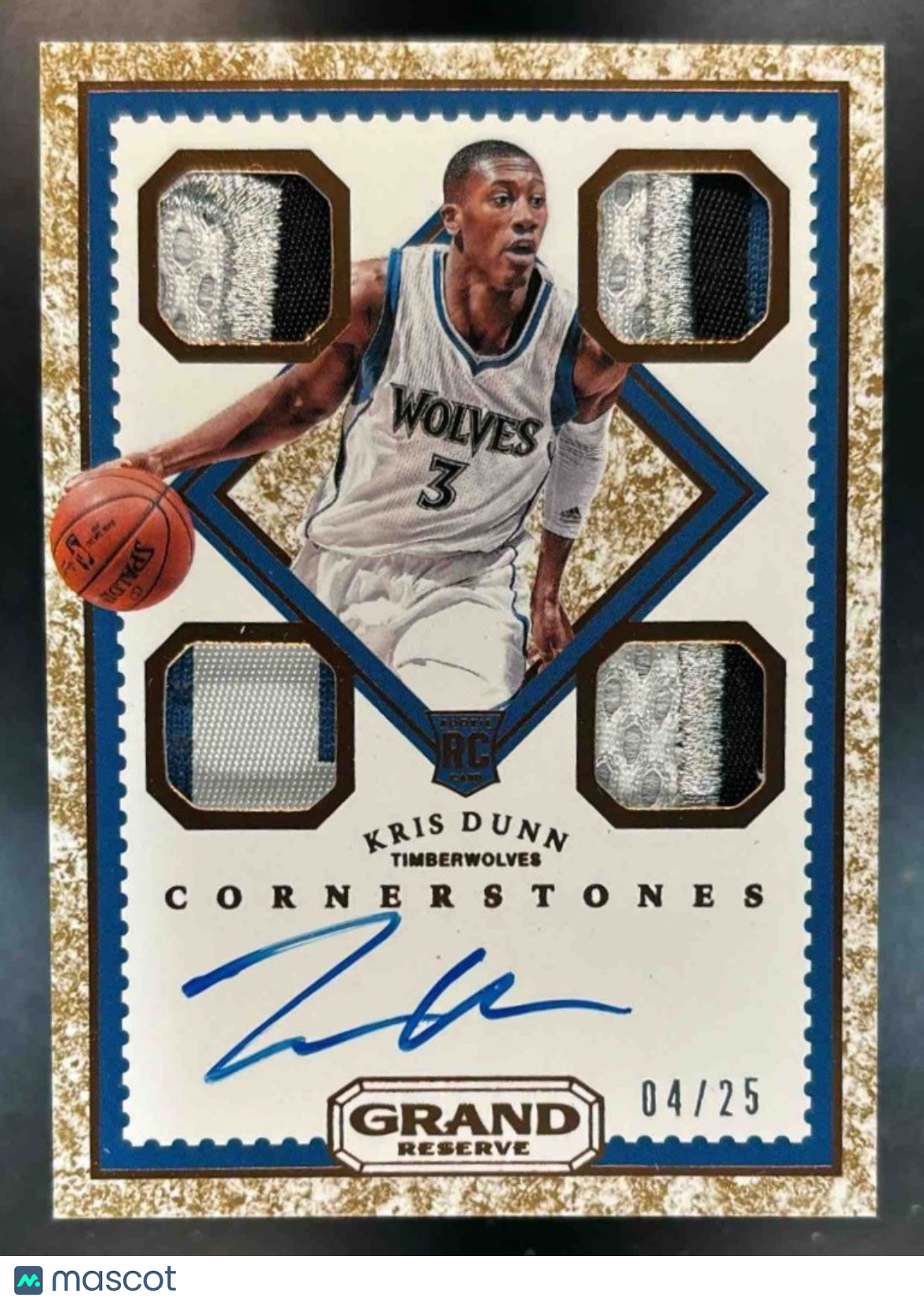 2016-17 Panini Grand Reserve Kris Dunn Cornerstones Granite /25 RC Patch Auto