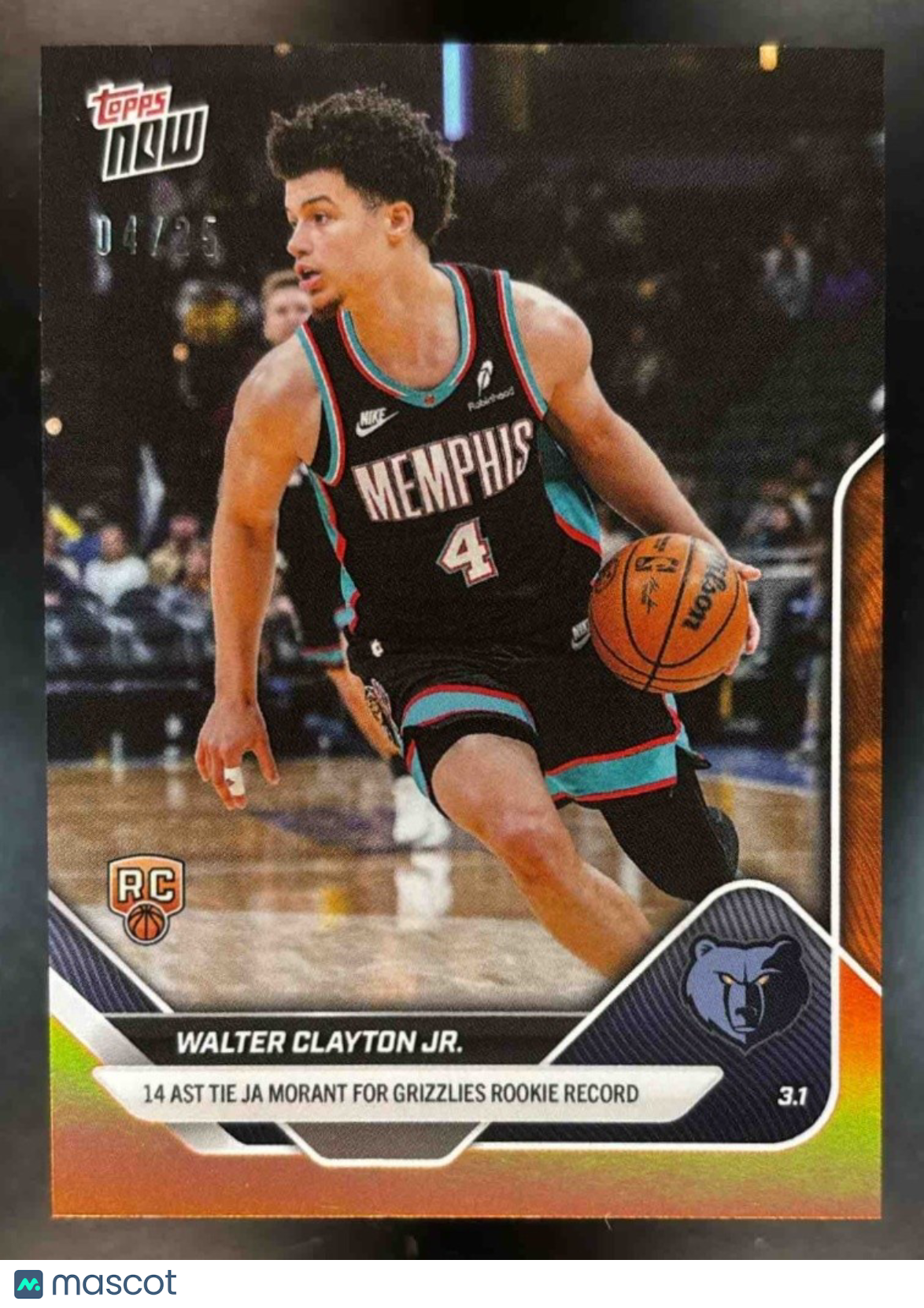 2025-26 Topps Now Orange Foil #189 Walter Clayton Jr. Utah Jazz #d 04/25