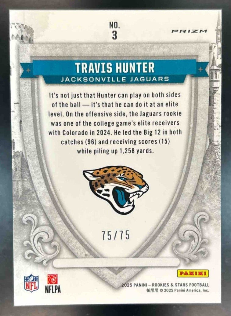 2025 Rookies & Stars Travis Hunter Crusade Pink 75/75 #3 RC Jacksonville Jaguars