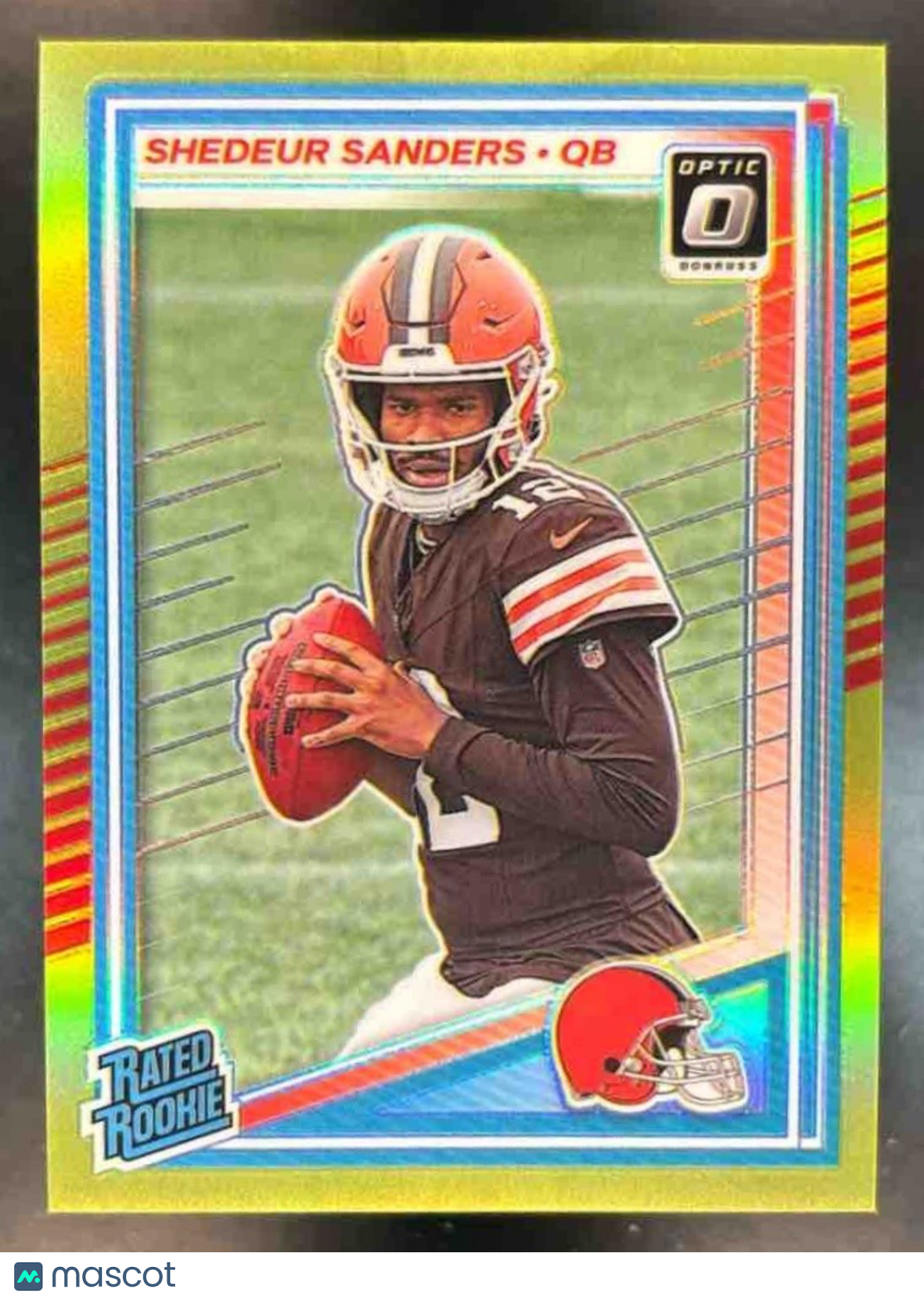 2025 Panini Donruss Optic Shedeur Sanders Neon Yellow /15 #203 Cleveland Browns