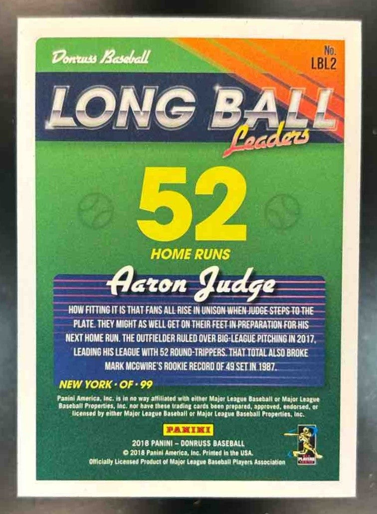 2018 Panini Donruss Aaron Judge Long Ball Leaders /349 New York Yankees