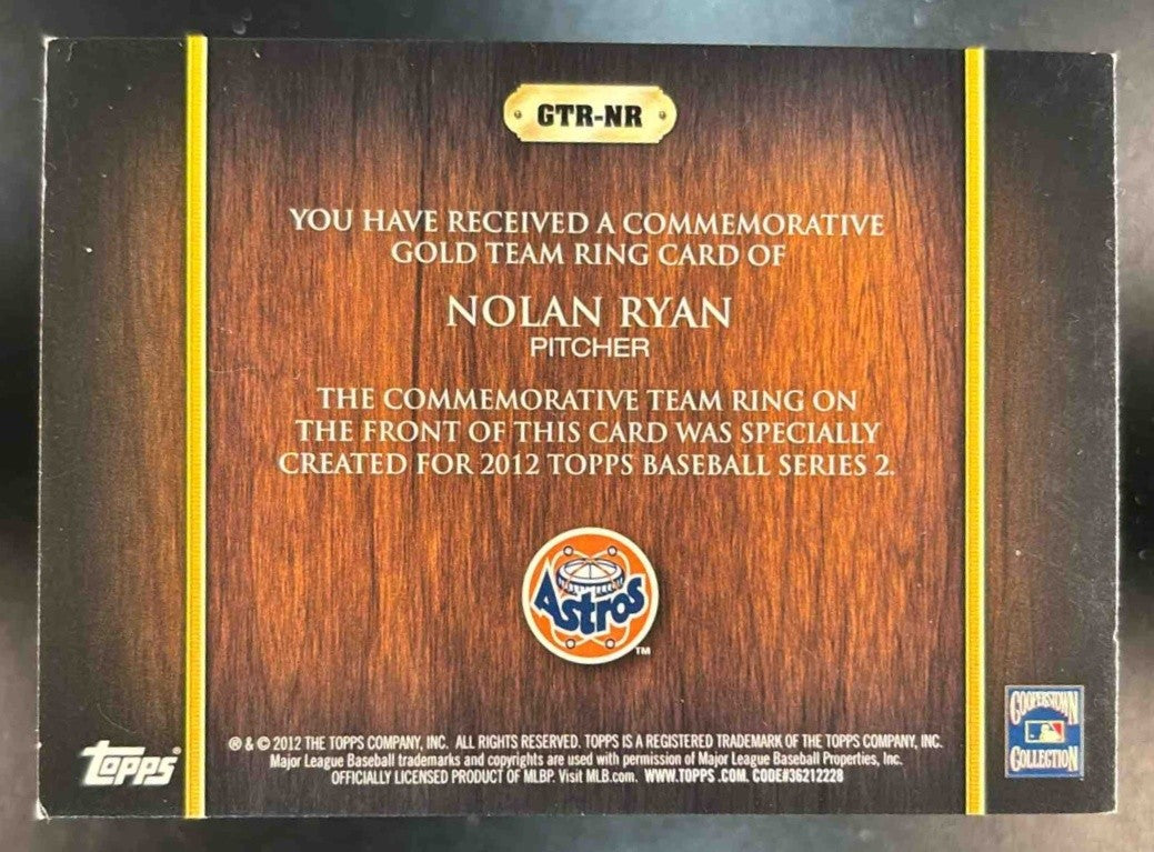 2012 Topps Nolan Ryan Team Rings #GTR-NR Houston Astros