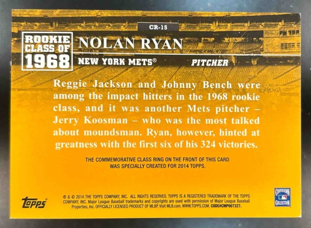 2014 Topps Nolan Ryan Class Rings Gold /99 #CR-15 New York Mets
