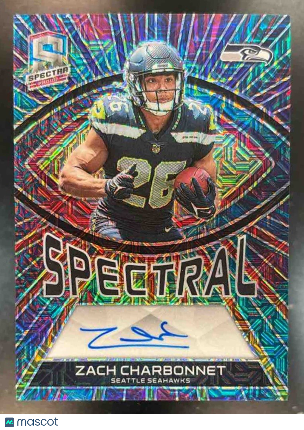 2023 Panini Spectra Zach Charbonnet Spectral Signature Meta Auto /25 RC Seahawks