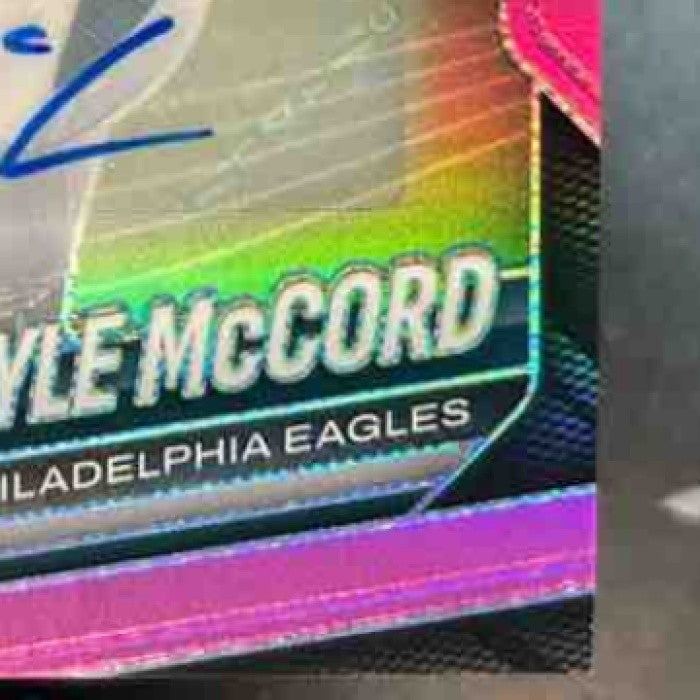 2025 Panini Prizm Kyle McCord Rookie Auto Pink #377 RC Philadelphia Eagles