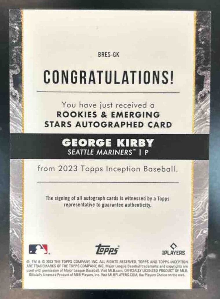 2023 Topps Inception George Kirby Rookie & Emerging Stars Auto /50 Mariners