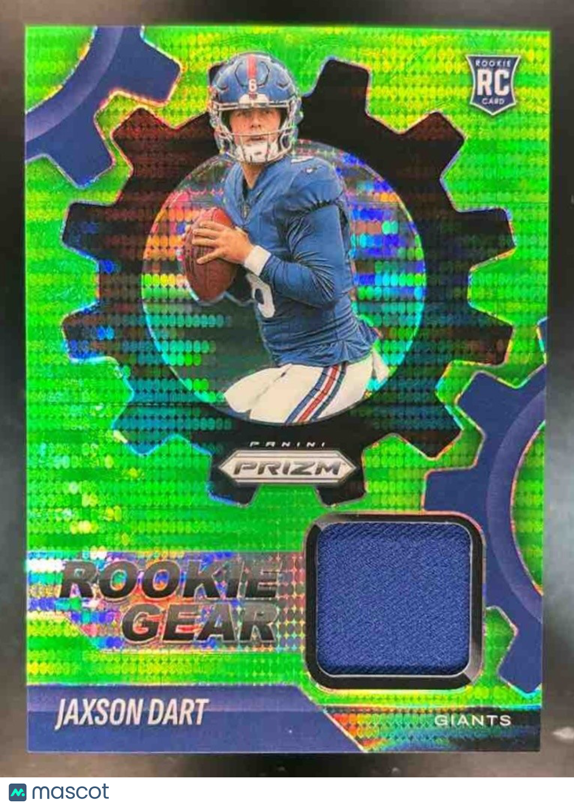 2025 Panini Prizm Jaxson Dart Rookies Gear Neon Green Pulsar MEM RC Giants