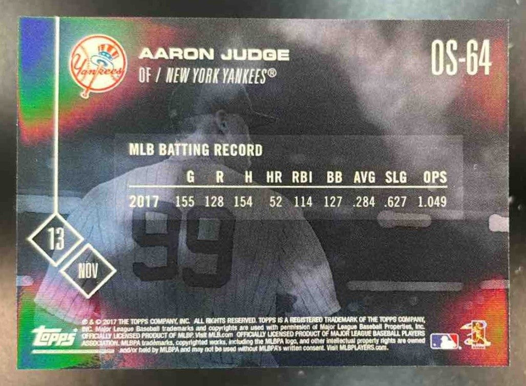 2017 Topps Now Aaron Judge Off Season "Rookie of Year" #OS-64 New York Yankees