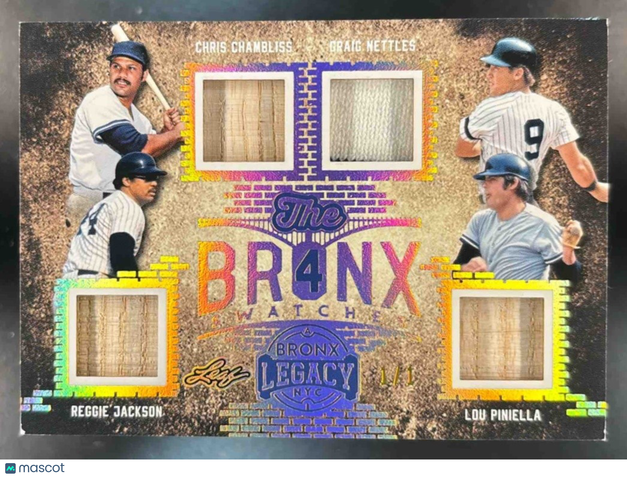 2024 Bronx Legacy Reggie Jackson Lou Chambliss Nettles The 4 Swatches Game Used