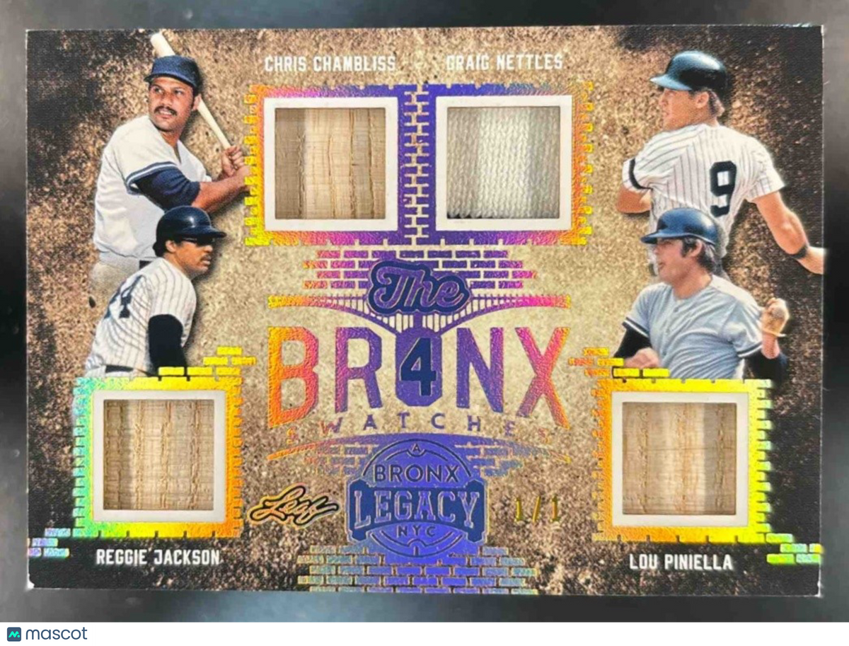 2024 Bronx Legacy Reggie Jackson Lou Chambliss Nettles The 4 Swatches Game Used