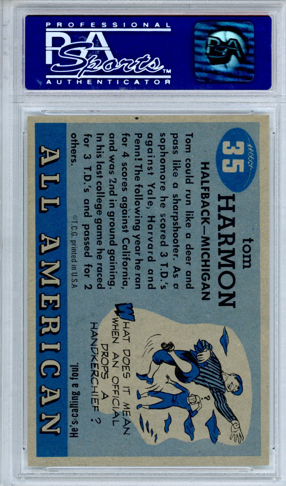1955 Topps All American Tom Harmon #35 PSA 8 Michigan Wolverines
