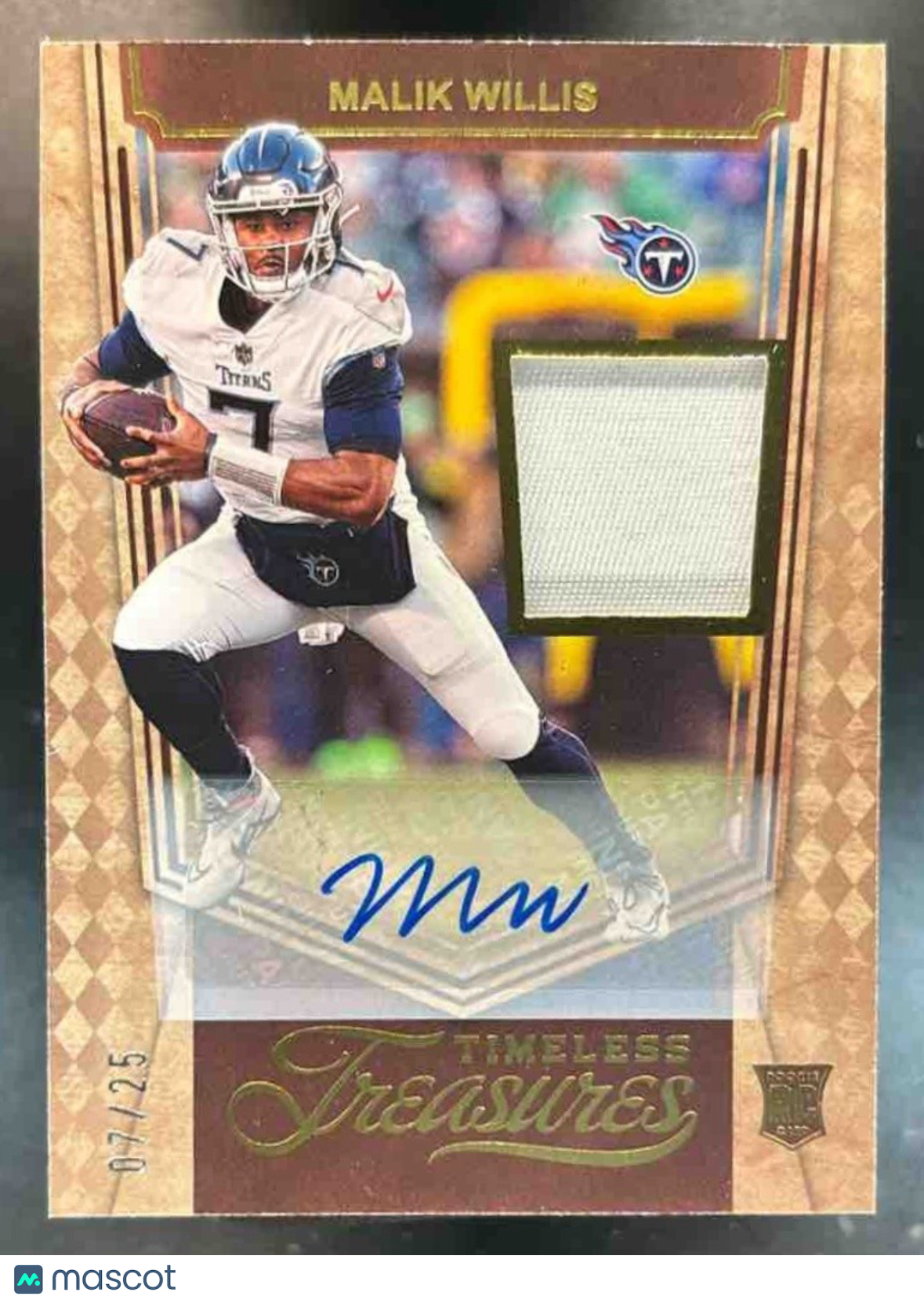 2022 Panini Chronicles Malik Willis Timeless Treasures Auto /25 RC Titans
