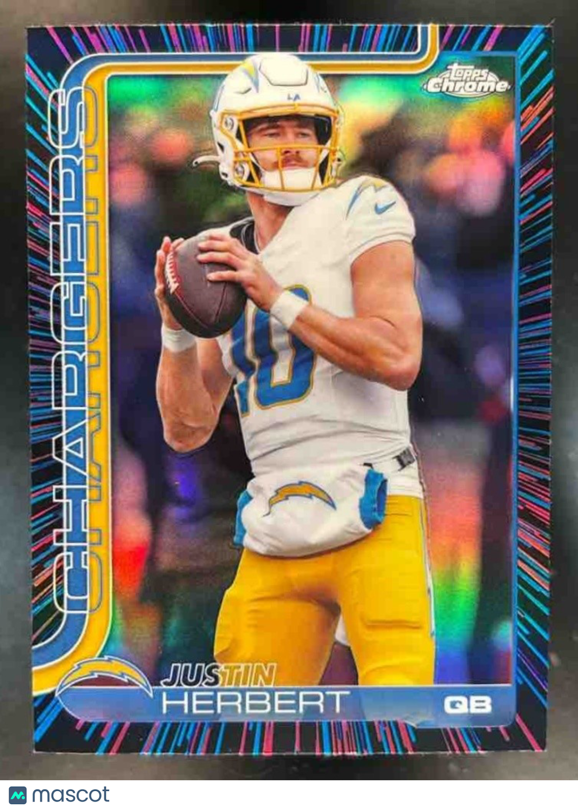 2025 Topps Chrome Justin Herbert Neon Pulse Refractor #158 Los Angeles Chargers