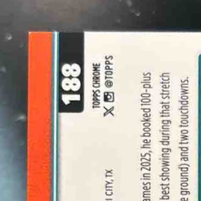 2025 Topps Chrome De'Von Achane Gold Lava Refractor /50 #188 Miami Dolphins