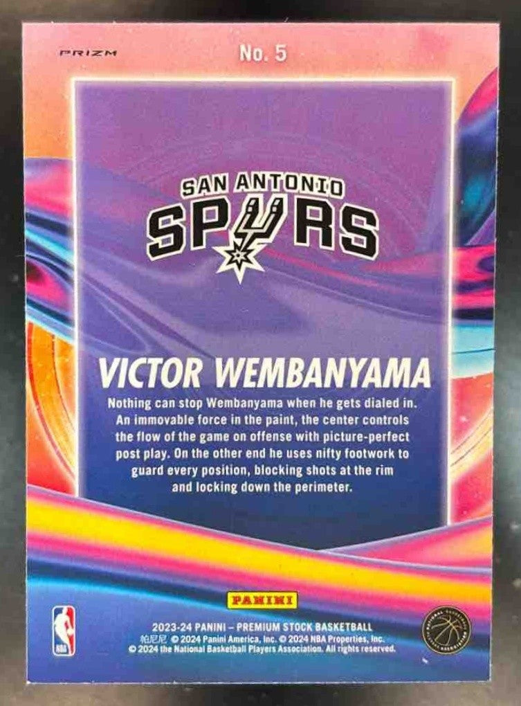 2023-24 Panini Hoops Premium Stock Victor Wembanyama Hoopla #5 RC Spurs