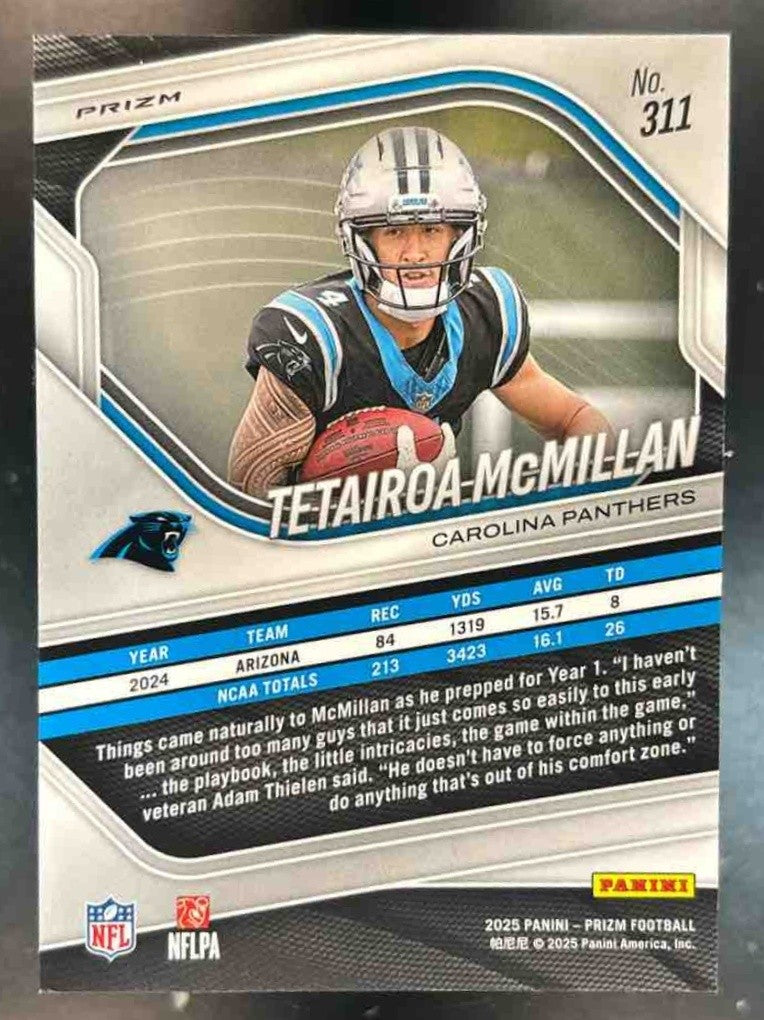 2025 Panini Prizm Tetairoa McMillan Green Ice #311 RC Carolina Panthers