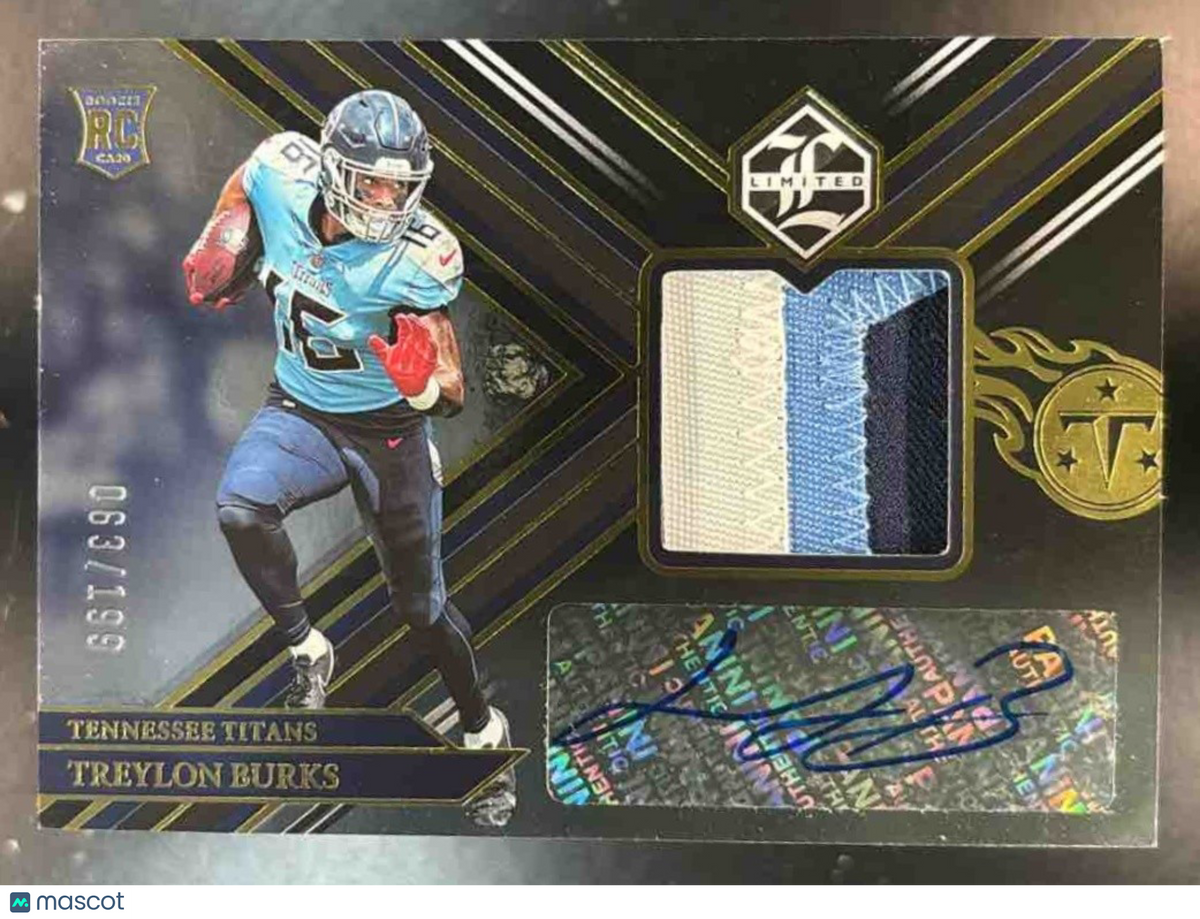 2022 Panini Limited Treylon Burks Patch Auto /199 #114 MEM RC Tennessee Titans