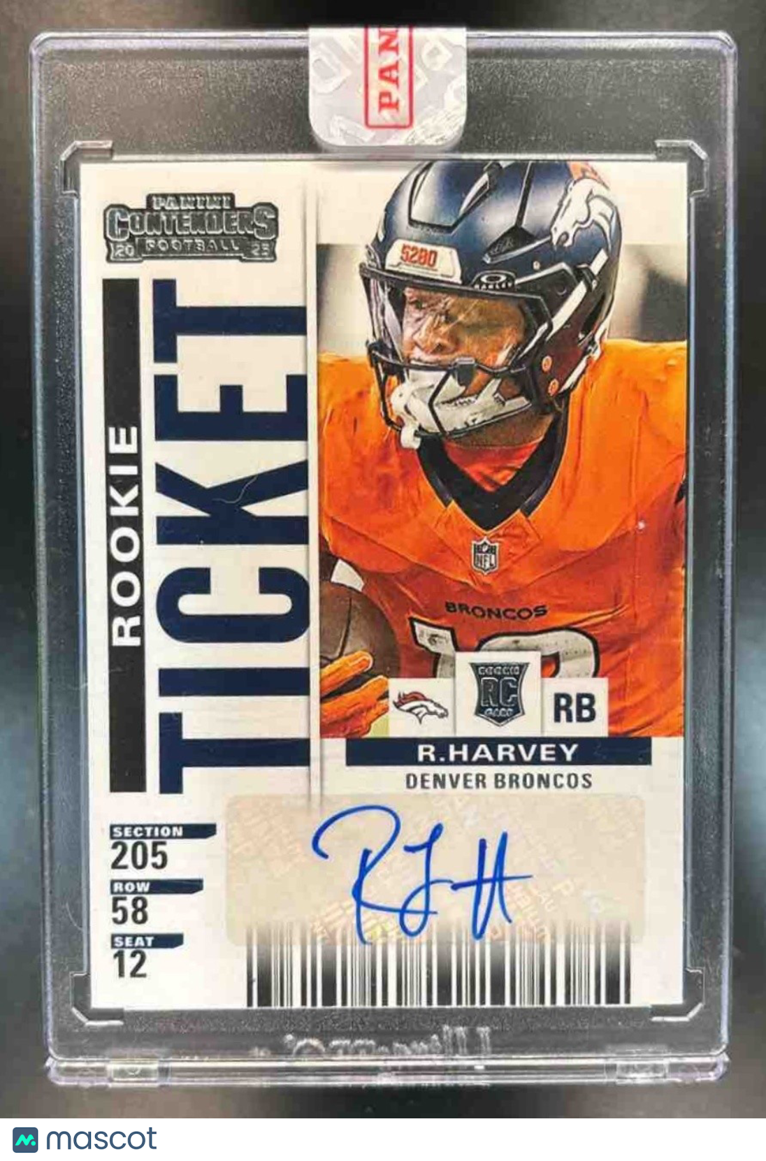 2025 Panini Select RJ Harvey Contenders Rookie Ticket RPS Variation #9 RC Auto