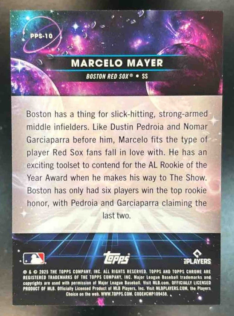 2025 Topps Cosmic Chrome Marcelo Mayer Planetary Pursuit Sun RC Boston Red Sox