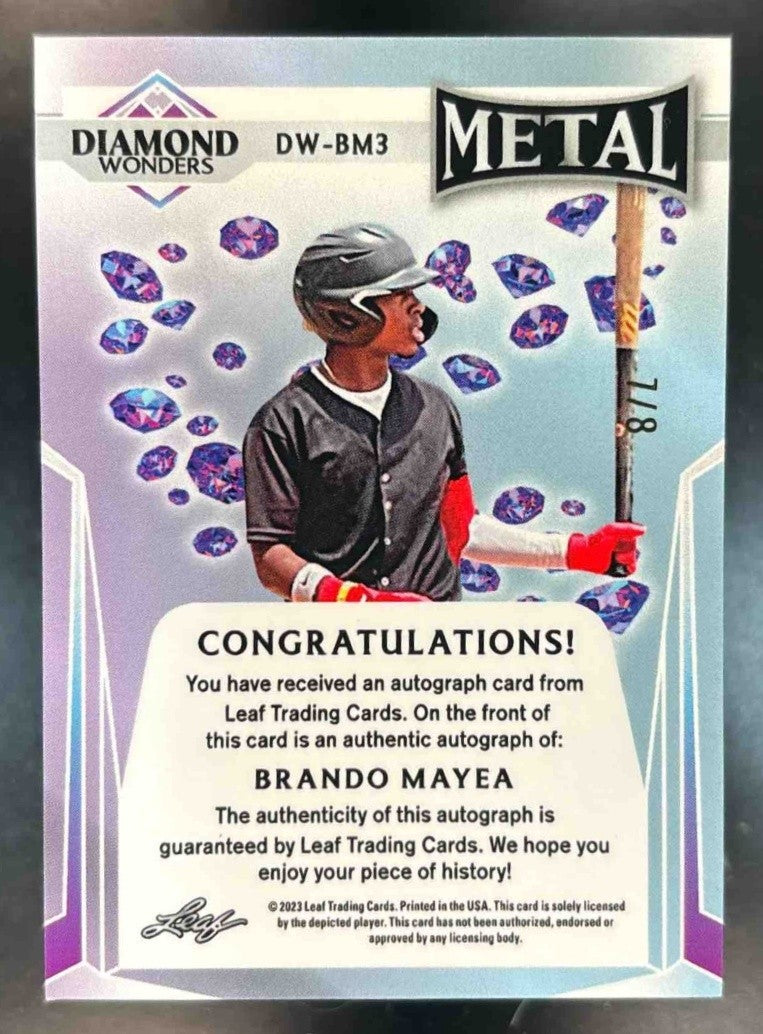 2023 Leaf Metal Brando Mayea Diamond Wonders Auto /8 #DW-BM3