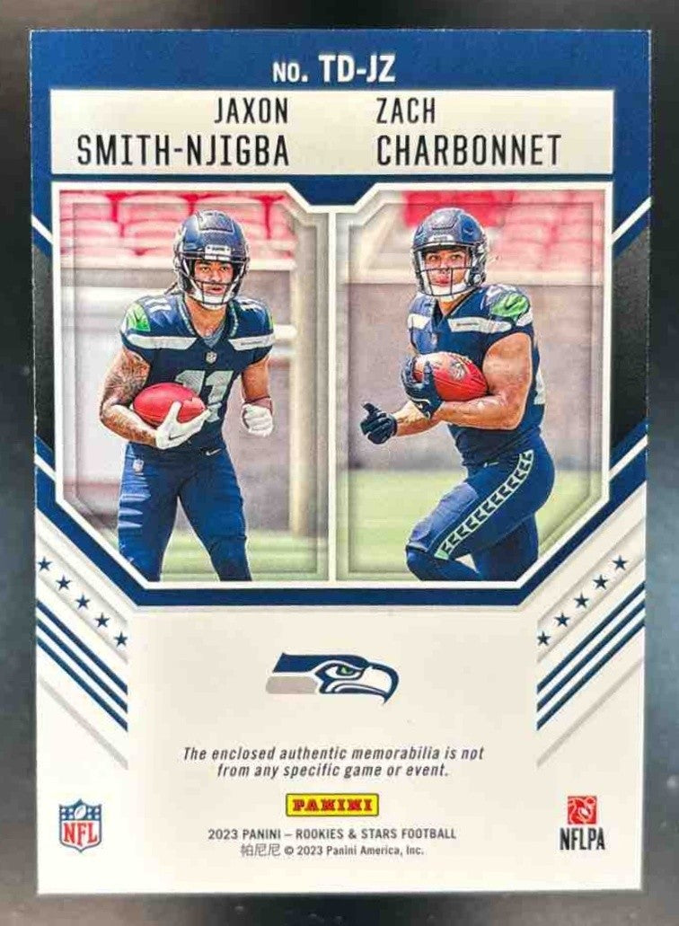 2023 Rookies & Stars Jaxon Smith-Njigba Zach Charbonnet Team Dual Patch /399 MEM