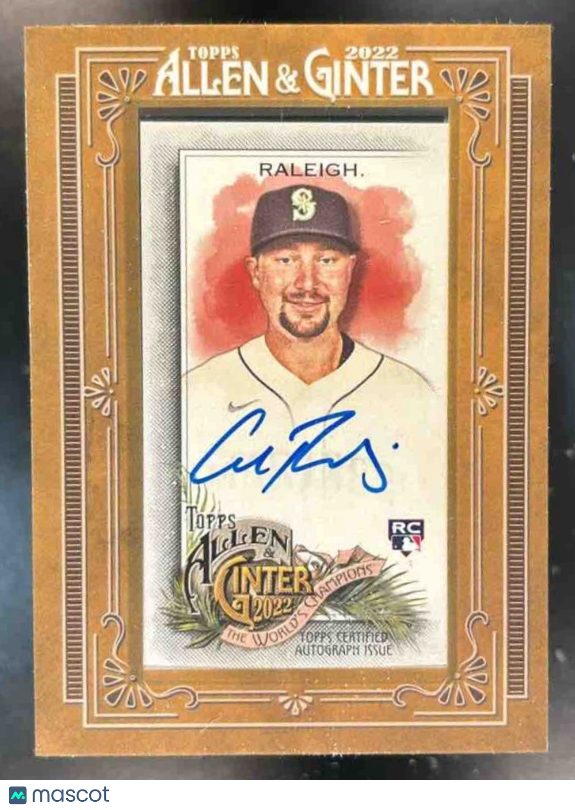 2022 Topps Allen & Ginter Cal Raleigh Framed Mini Auto RC Seattle Mariners