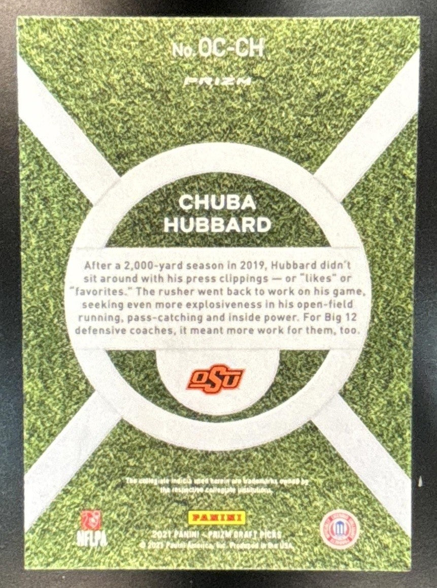 2021 Panini Prizm Draft Picks Collegiate Chuba Hubbard On Campus RC Cowboys