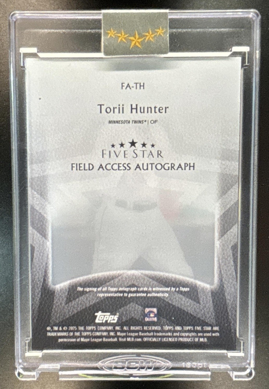 2025 Topps Five Star Torii Hunter Field Access Auto /25 Minnesota Twins