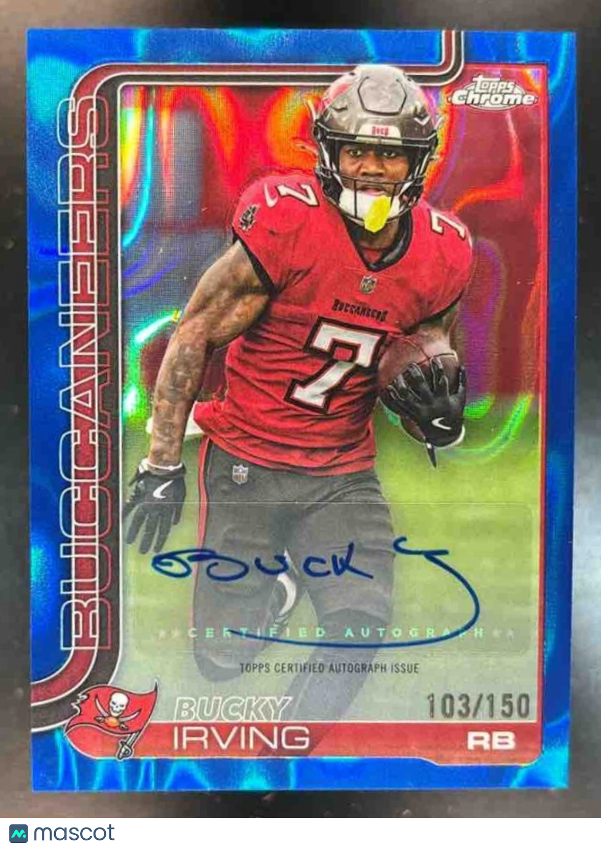2025 Topps Chrome Bucky Irving Auto Blue Lava /150 #BA-BI Tampa Bay Buccaneers