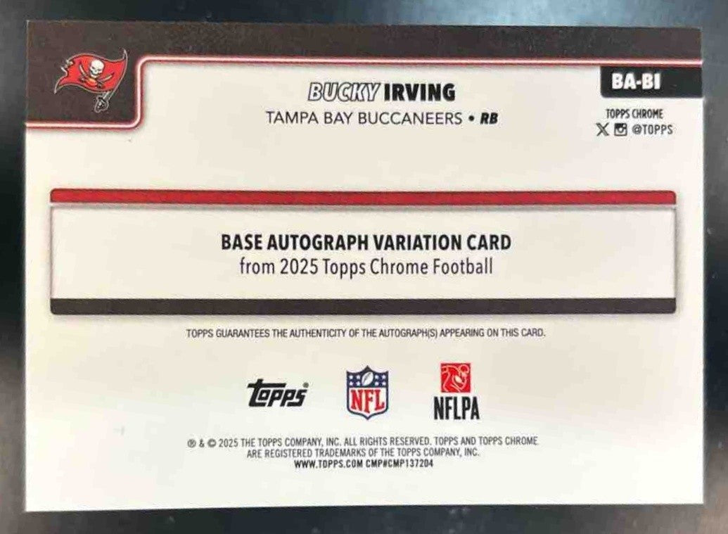 2025 Topps Chrome Bucky Irving Auto Blue Lava /150 #BA-BI Tampa Bay Buccaneers